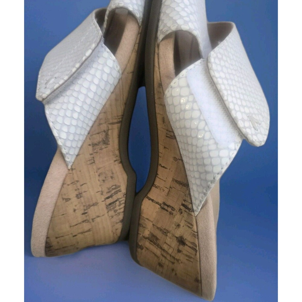 Vionic Leticia Sandals Women 6.5 White Snakeskin Cork Wedge Slide Comfort - Picture 4 of 10